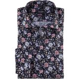 Olymp - Luxor - Overhemd - Donkerblauw - Katoen/Polyester - Bloemenpatroon
