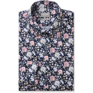 OLYMP comfort fit overhemd, popeline, marine blauw dessin