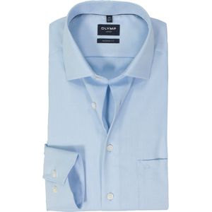 OLYMP - Overhemd - Lichtblauw - Structuurweving - Lange Mouwen