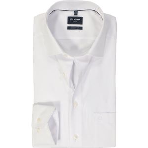 OLYMP - Modern Fit Overhemd - Structuur - Wit - Strijkvrij