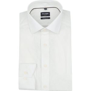 Olymp - Luxor - Overhemd - Wit - Strijkvrij Katoen, Modern-fit, Enkel Manchet, Lange Mouw