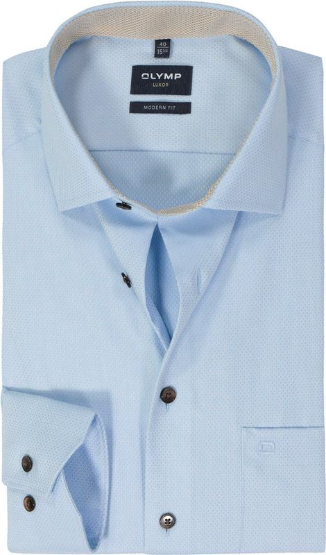 OLYMP - Modern Fit - Overhemd - Lichtblauw - Strijkvrij