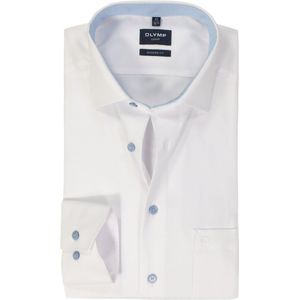 OLYMP - Overhemd - Wit - Structuurweving - Lange Mouwen
