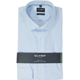 OLYMP - Modern Fit - Overhemd - Lichtblauw Gestreept - Popeline - Strijkvrij