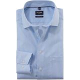 OLYMP - Modern Fit - Overhemd - Lichtblauw Gestreept - Popeline - Strijkvrij