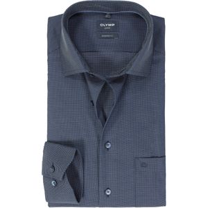 OLYMP - Heren Overhemd - Marine Blauw - Structuurweving - Lange Mouwen