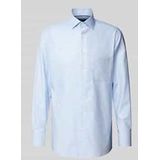OLYMP - Overhemd - Lichtblauw - Structuurweving - Lange Mouwen
