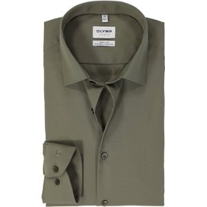 OLYMP - Level 5 - Overhemd - Olijfgroen - Body Fit, Popeline, Easy Iron