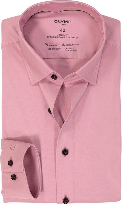 OLYMP - 24/7 - Overhemd - Mauve - Strijkvriendelijk - Boordmaat: 39