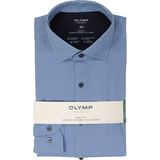 OLYMP 24/7 Level 5 body fit overhemd - tricot - blauw dessin - Strijkvriendelijk - Boordmaat: 39