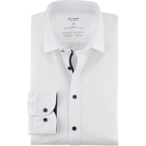 OLYMP - 24/7 Level 5 - Overhemd - Wit - Body Fit, Jersey Weving, Lange Mouwen, Easy Iron