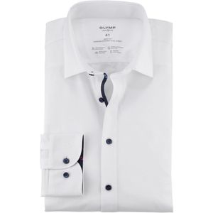 OLYMP - Overhemd - Wit - Jersey - Body Fit - Lange Mouwen