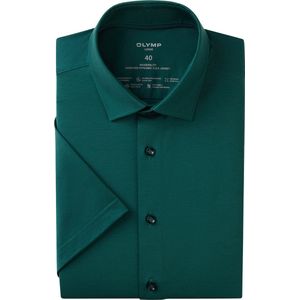 OLYMP 24/7 Luxor modern fit overhemd, korte mouw, tricot, donkergroen