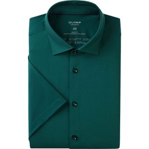 OLYMP - 24/7 Level 5 - Overhemd - Donkergroen - Jersey - Korte Mouwen