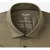 OLYMP - 24/7 Level 5 - Overhemd - Grijsgroen - Body Fit, Korte Mouwen, Jersey Weving, Easy Iron