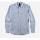 OLYMP - Overhemd - Blauw met Wit - Poplin - Lange Mouwen