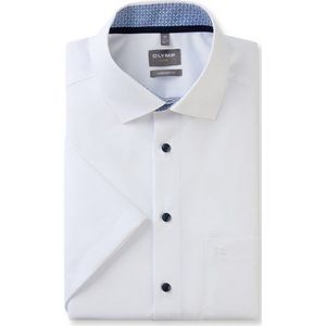 OLYMP - Overhemd - Wit - Poplin - Korte Mouwen - Comfort Fit