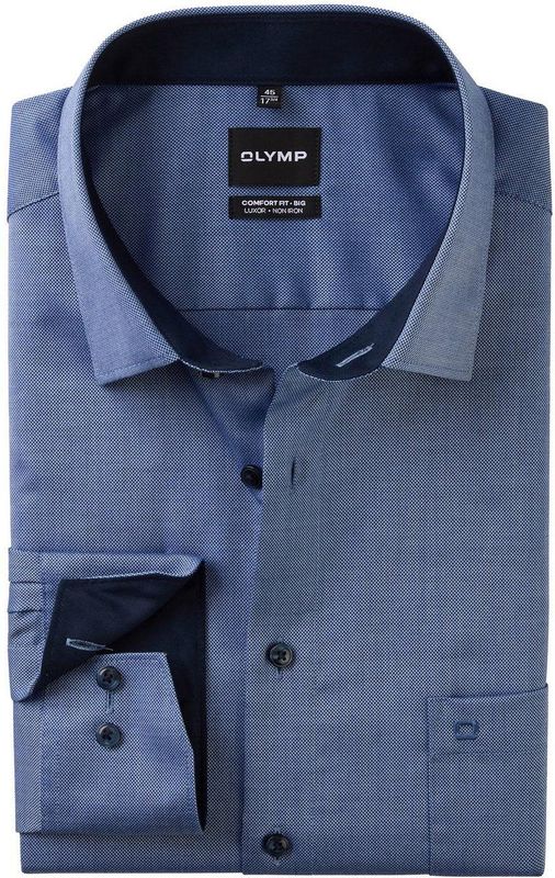 OLYMP Luxor comfort fit Big overhemd, natte, marine blauw