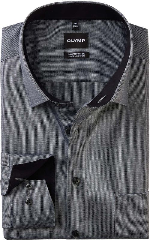 OLYMP Luxor comfort fit Big overhemd, natte, zwart
