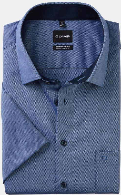 OLYMP - Overhemd - Marine Blauw - Korte Mouwen - Comfort Fit