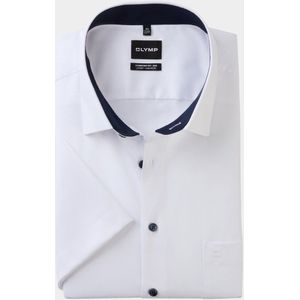 OLYMP - Overhemd - Wit - Korte Mouwen - Comfort Fit - Natté Weving
