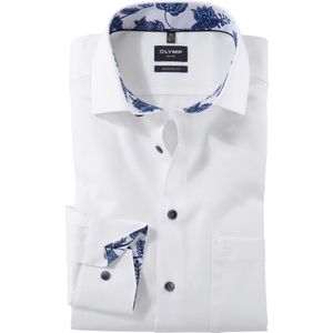 OLYMP Dress Shirt - Wit - Katoen - Lange Mouwen - Strijkvrij
