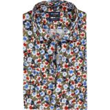 OLYMP - Modern Fit - Overhemd - Groen met Blauw - Korte Mouw - Strijkvrij