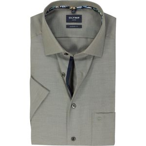 OLYMP - Modern Fit Overhemd - Olijfgroen - Korte Mouwen - Strijkvrij