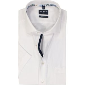 OLYMP - Modern Fit - Overhemd - Wit - 100% Katoen - Korte Mouw