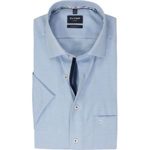OLYMP - Overhemd - Lichtblauw - Korte Mouwen - Structuur