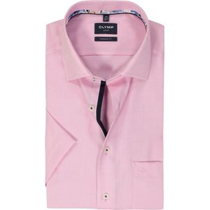 OLYMP - Modern Fit - Overhemd - Roze - Korte Mouw - Strijkvrij