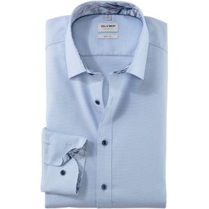 OLYMP - Level Five - Overhemd - Blauw - Lange Mouw - Modern Kent Kraag