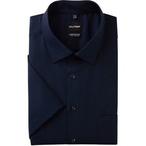 OLYMP - Luxor - Overhemd - Donkerblauw - Comfort Fit Big, Korte Mouw, Popeline, Strijkvrij