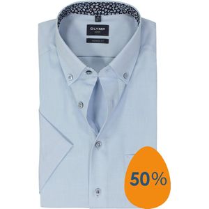 OLYMP - Overhemd - Lichtblauw - Korte Mouwen - Strijkvrij