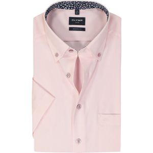 OLYMP - Modern Fit - Overhemd - Roze - Korte Mouw - Strijkvrij