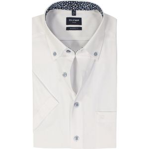 OLYMP - Modern Fit - Overhemd - Wit - Korte Mouw - Strijkvrij