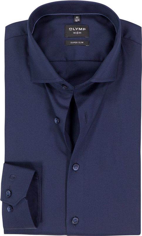 OLYMP - No. 6 - Overhemd - Donkerblauw - Super Slim Fit - Strijkvriendelijk
