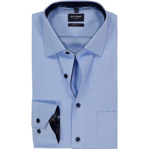 OLYMP - Luxor - Overhemd - Lichtblauw - Modern Fit - Mouwlengte 7 - Strijkvrij