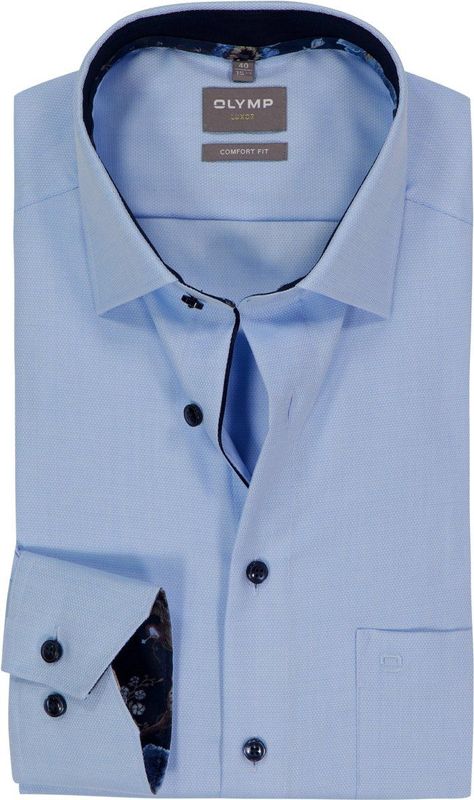 OLYMP - Luxor - Overhemd - Lichtblauw - Comfort Fit - Mouwlengte 7 - Strijkvrij
