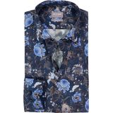 OLYMP - Luxor - Overhemd - Marine Blauw - Dobby - Strijkvrij - Boordmaat 45