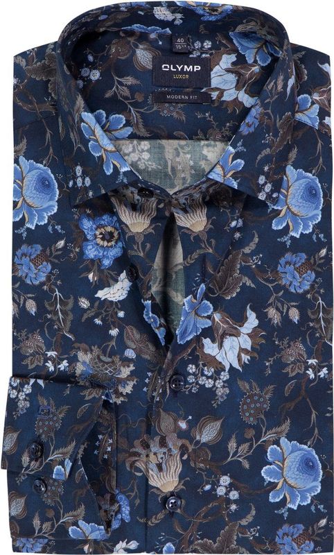 OLYMP - Luxor - Overhemd - Marineblauw - Modern Fit - New Kent
