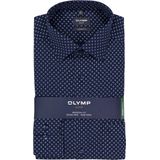 OLYMP - Luxor - Dobby - Marine Blauw - Overhemd - Strijkvrij - Boordmaat 43