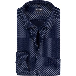 OLYMP - Luxor - Dobby - Marine Blauw - Overhemd - Strijkvrij - Boordmaat 43
