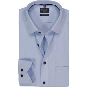 OLYMP - Luxor - Overhemd - Effen Bleu - Katoen - Strijkvrij