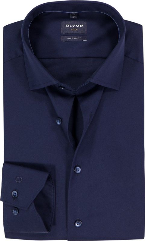 OLYMP - Luxor - Overhemd - Donkerblauw - Modern Fit - Strijkvrij