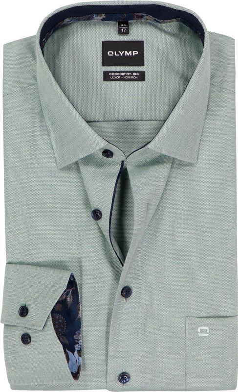 OLYMP - Luxor - Overhemd - Licht Grijsgroen - Strijkvrij - Boordmaat 45