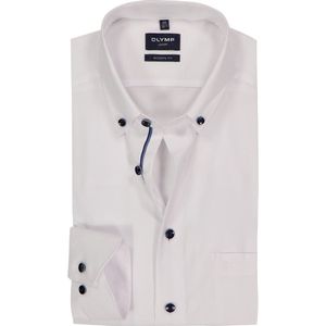 OLYMP - Luxor - Overhemd - Wit - Modern Fit - Mouwlengte 7 - Strijkvrij