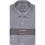 OLYMP - Luxor - Overhemd - Marine Blauw Dessin - Strijkvrij - Boordmaat 46