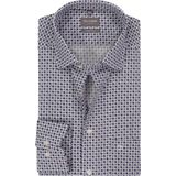 OLYMP - Luxor - Overhemd - Marine Blauw Dessin - Strijkvrij - Boordmaat 46