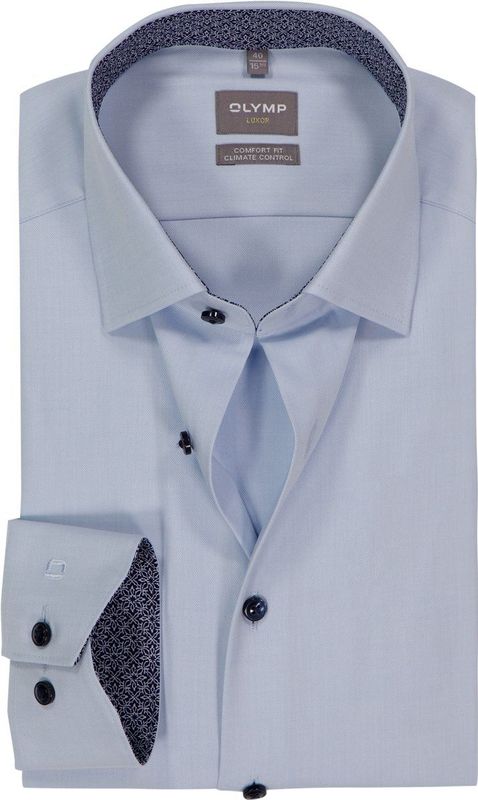 OLYMP - 24/7 Luxor - Overhemd - Lichtblauw - Comfort Fit - Strijkvriendelijk